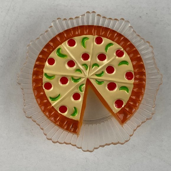 Barbie Pretend Play Food Pizza or Pie on Clear Dish Kids Accessory Playset Toy - Picture 2 of 5